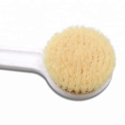 wholesale natural long handle wooden boar bristles bath Body brush with Massage beads